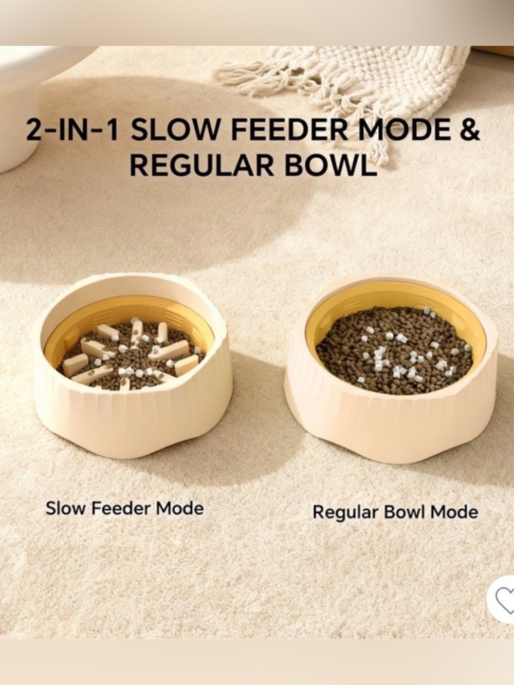 2-in-1 Slow Feed Dog/Pet Bowl 1.5 cup in blue, pink or peach - Picture 2 of 5